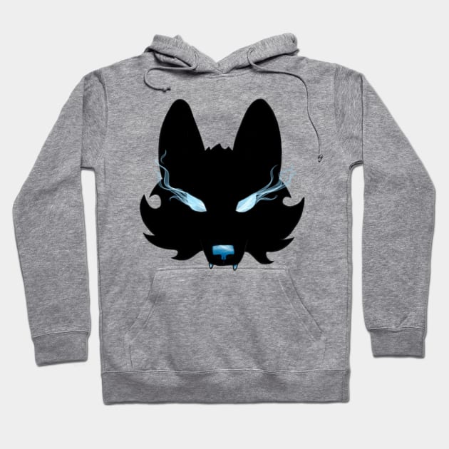 Blue Eyed Black Wolf Mask Hoodie by Lady Lilac